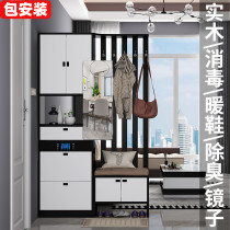 Solid wood entrance intelligent disinfection porch cabinet shoe cabinet integrated against the wall household door screen hanger partition Hall Cabinet