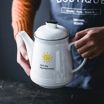 Nordic ceramic oil pot large oil tank with lid kitchen supplies seasoning bottle soy sauce jug vinegar pot seasoning bottle set