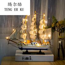 Sailing boat model smooth sailing ornaments wooden boat solid wood living room wine cabinet TV cabinet home decorations birthday gift