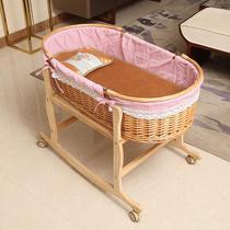 Baby cradle bed rattan cradle sleeping basket portable car basket newborn baby rattan bed small shaker coax baby