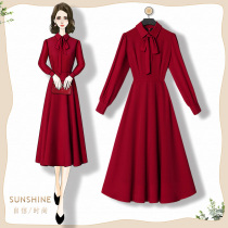 Chic bride red dress engagement toast small dress usually wear French red dress children spring and autumn