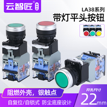 With light self-reset flat torsion LA38-11D 11DN power supply self-locking DNZS button switch 22mm 220V 24V
