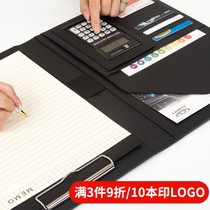 a4 Loose-leaf folder board Multi-function large-capacity talking book Leather business exhibition industry clip pin talking book with calculator Sales clip Opening book Talking book clip measuring room book Office supplies information book