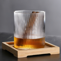 Japanese-style striped whiskey glass wine glass personality creative net red vertical pattern glass rib pattern cup retro Western wine glass