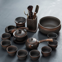 Jianshui purple pottery set set of purple sand kung fu tea set cup pure handmade ceramic household bubble teapot office tea set