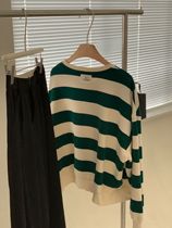  1124 early autumn new wild loose striped sweater 8 5-length 55 bust 130