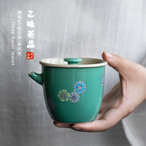 Three flavor turquoise green hand grab pot not hot hand three to cover bowl tea cup large single ceramic kung fu tea set Tea Bowl
