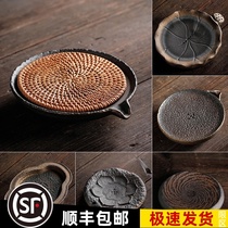 Yunhuatang Old rock Mud Pot Bearing Gilt iron glaze Tea bearing Kung Fu tea set Small tea tray Coarse ceramic dry bubble table
