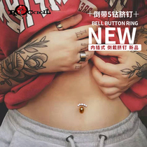 Hot wave perforation jewelry titanium steel inner tooth navel Czech drilling zircon belly button button with navel navel navel