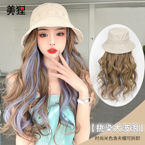 Hat wig female hair summer integrated detachable fashion Joker fisherman hat gradient big wave natural full head cover