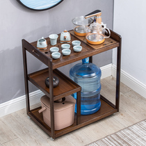 Mobile tea cart tea table kettle integrated tea tray tea set solid wood tea table household wheel tea table balcony coffee table