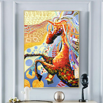 Color horse oil painting Hand-painted corridor end entrance decorative painting Aisle light luxury mural living room sofa background wall hanging painting