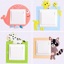 Switch protective sleeves Wooden Switch Patch Wall Stickon cartoon Tiger Living room socket Panel Decoration minimalist modern wall sticker