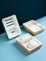 Household double soap box student dormitory laundry soap storage box creative large double soap grid drain storage rack