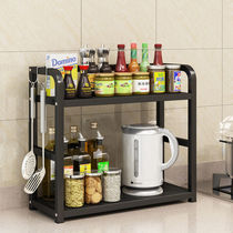 Special sale stainless steel kitchen rack countertop seasoning multi-layer storage shelf black seasoning pot