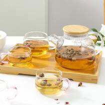 Thickened glass high temperature resistant tea set fruit bubble flower herbal fruit teapot flower tea cup set household heat resistance can be burned by open fire