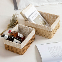 Woven fabric desktop storage box snacks sundries key porch storage box storage basket coffee table storage box