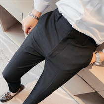 Spring and autumn mens trousers black Korean slim trousers vertical suit pants straight business formal small feet casual pants