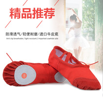 Open door red dance shoes kindergarten girl soft bottom practice shoes beginner adult body red cat claw shoes