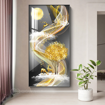  Entrance decorative painting Light luxury abstract art corridor aisle vertical version large crystal porcelain painting Nordic home fantasy hanging painting
