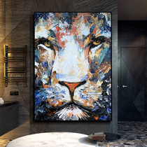 Hand-painted living room oil painting abstract modern minimalist animal Lion tiger head decorative painting porch corridor restaurant hanging painting