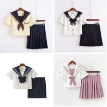 Navy collar sailor suit summer suit jk uniform skirt genuine summer girls primary school school uniform college style class suit suit