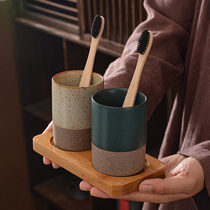 Japanese retro rough pottery Hotel Hotel room gargle brush Cup toothbrush cup