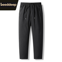 LeeDdeep Winter Down Pants Men High Waist Outwear Thickened Warm Men Outdoor Windproof Loose Cotton Pants