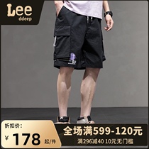 Lee Ddeep new shorts mens summer casual thin fashion loose straight black beach five-point pants