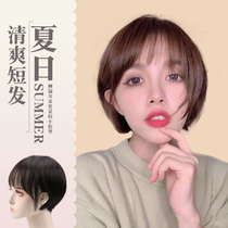 Wig short hair female round face age reduction full headgear hanging ear styling Korean hairstyle design true and false hair cover all true and natural