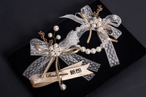 Pearl luxury wedding gift Bride wrist flower Bridesmaid hand flower Groom best man corsage
