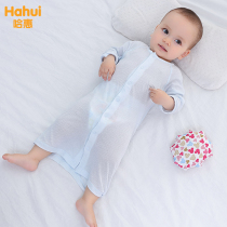 Baby thin nightgown spring and autumn four seasons universal cotton long-sleeved air conditioning clothes Baby summer one-piece night dress pajamas