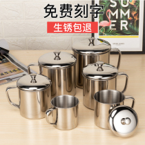 Custom lettering 304 stainless steel cup kindergarten students children drinking water cup with handle household iron cup