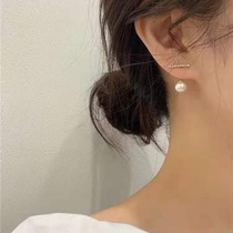 S925 Sterling Silver Needle Diamond Pearl Earrings Earrings Korean Personality Joker Two Wear Earrings Female