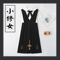 (Spot)Original little nun orthodox milk dress JK uniform embroidered black sundress summer dress