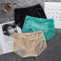 Sauvera light extravagant sexy no trace hollow panties Ladies lace waist size belly lift hip fat MM breifs
