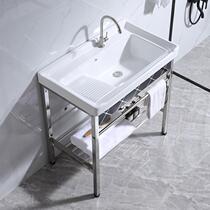 Ceramic laundry basin integrated single basin floor type with washboard non-embroidered steel bracket balcony laundry pool mess