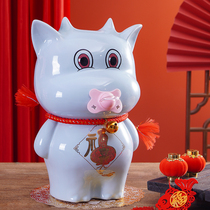 Zodiac cow piggy bank is not desirable male and female students cartoon cute childrens piggy bank only can not enter the large-capacity household