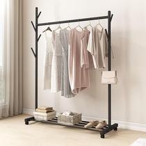 Coat rack Floor bedroom drying rack folding dormitory single pole drying hanger simple household cool clothes pole shelf