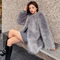 Haining 2020 net red winter new raccoon hair fashion fur coat female medium-long fox hair young coat