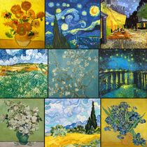 ZIYINGCUSTOM Van Gogh Decal Church Glass Sticker Color Retro Bathroom glass film Window window Grille