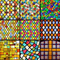 Ziying European style color retro church painting Electrostatic frosted glass film Wardrobe door window window grille sticker