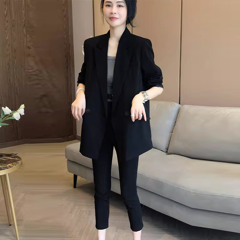Oversize black suit jacket for women's 2023 spring and autumn new high-end casual loose silhouette oversized suit