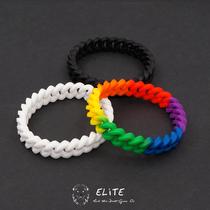 Rainbow bracelet European and American colorful mixed color black and white hollow bracelet trendy men fashion simple personality twist silicone wristband