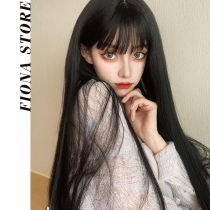 Manga wig female hair air bangs natural full headgear Net red and black long straight shawl hair new hair set