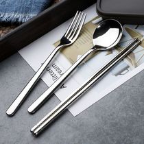 Han Style Spoon Fork Stainless Steel Long Handle Adult Soup Spoon Home Fruit Fork Steak Fork Creative Spoon Fork Cute
