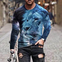 Summer trend Long sleeves jacket Animals Skull skull head 3D digital printing loose casual long sleeve T-shirt