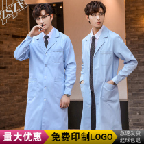 Blue white coat long sleeve doctors clothing male oral dentist doctors clothing laboratory nurse thickened work clothes long