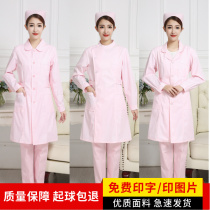 Nurse female pink hospital pharmacy work uniform suit Long sleeve short sleeve white coat Doll collar stand collar white coat