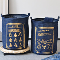  Nordic denim storage bucket Household waterproof folding dirty clothes basket storage basket Toy clothing finishing basket sundries basket